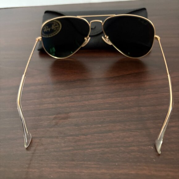 Ray-Ban Italy RB3025 Aviator Gold Green Mirrored Sunglasses - Picture 3 of 7